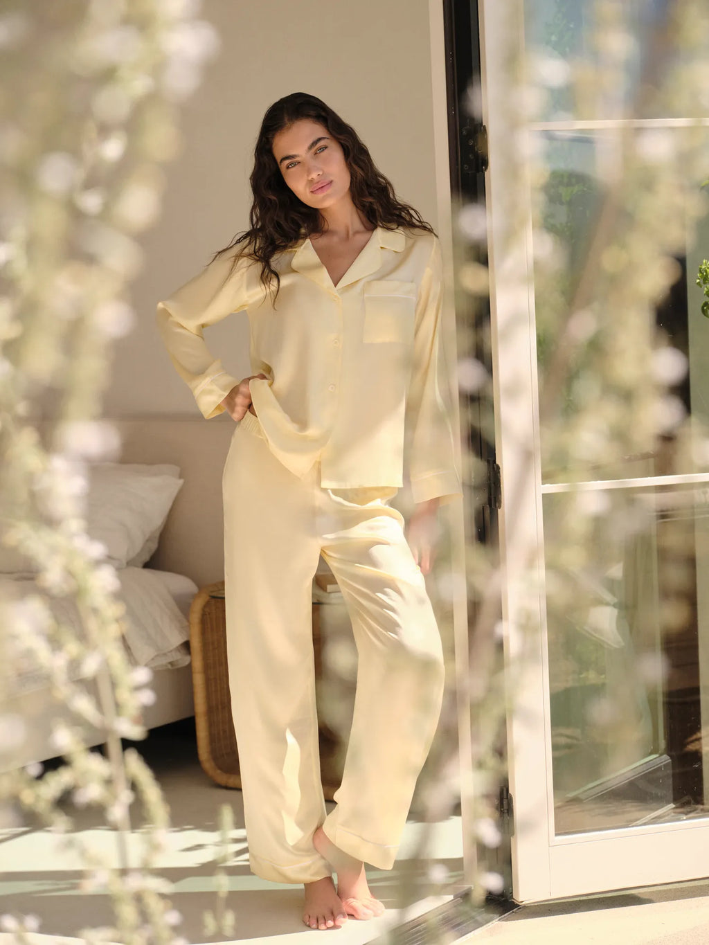 Sunny Yellow Silky Pj Full set (Original)