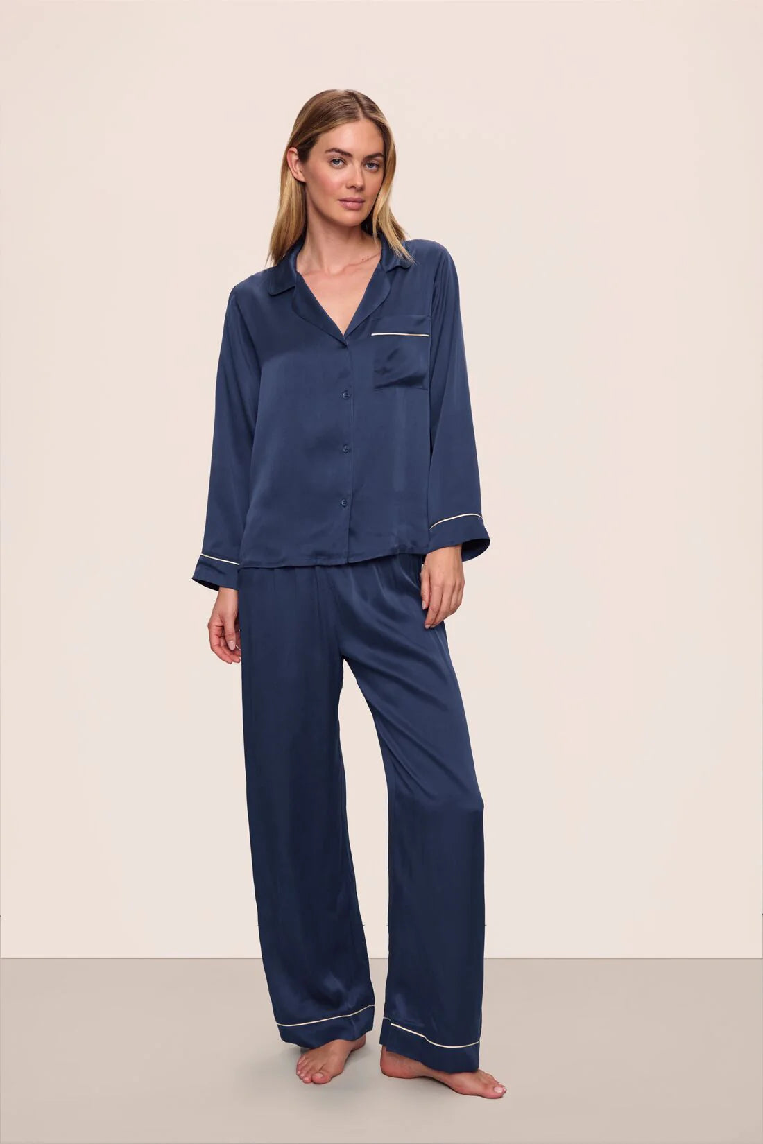 Royal Blue Silky Pj Full set (Original)