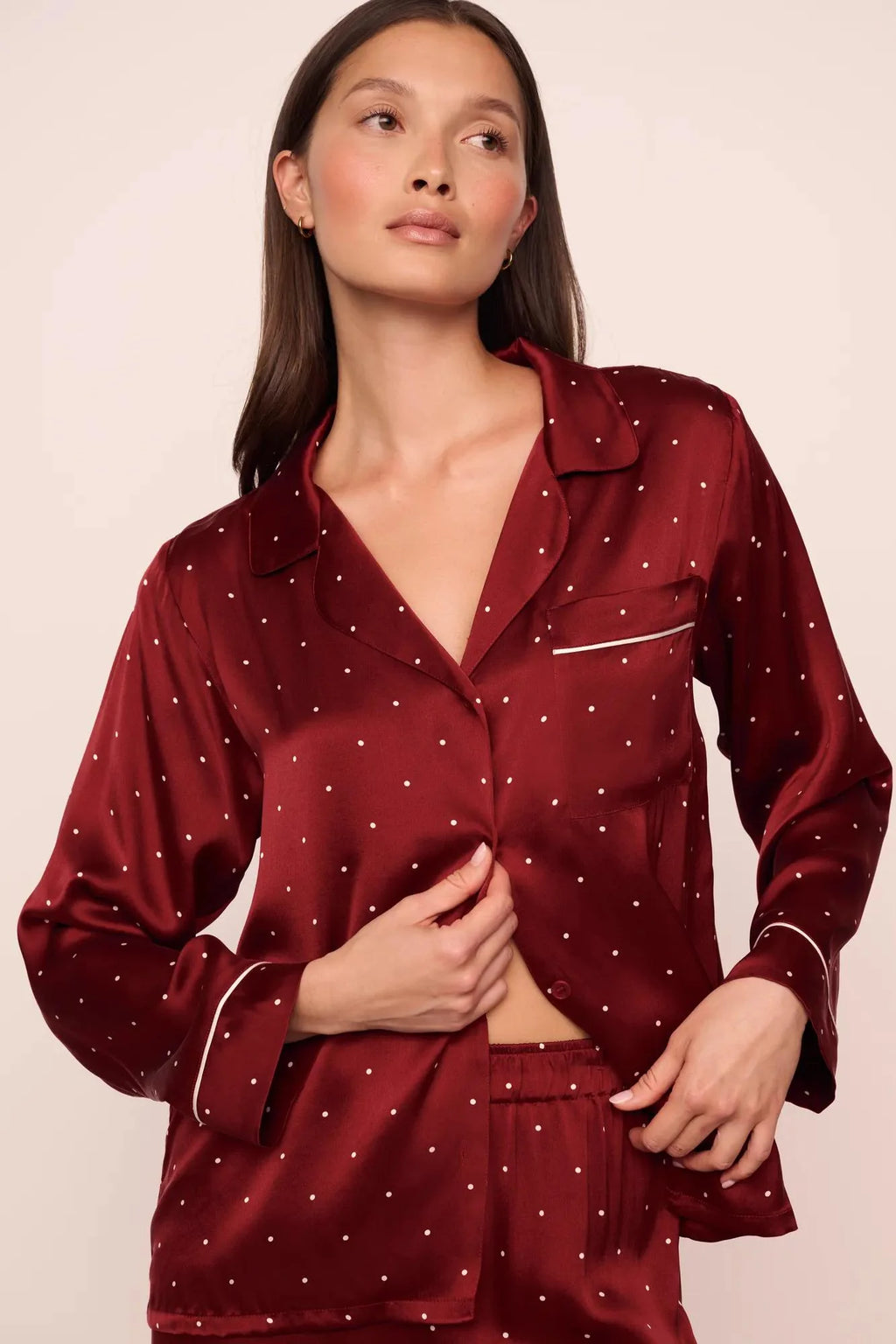 Dotted Red Silky Pj Full set (Original)
